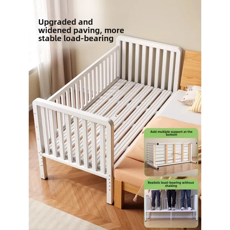 子供用スプライシングベッド ガードレール付き錬鉄製 ベビーベッドはカスタマイズ可能 幅広のスプライシングアーティファクト 大人もベビーベッドで寝ることができます