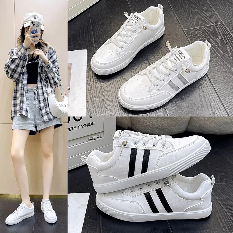 Women Sneakers Casual Vulcanized Shoes White Leather Walking Flats Shoes Woman Sports Shoes Zapatillas De Mujer 2024