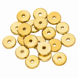 50pcs No Fade Disc Brass Rondelle Spacer Beads Gold Plated Flat Round Jewelry Metal for DIY Bracelet Necklace Jewelry Making