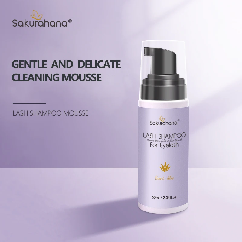 SAKURAHANA Champú para pestañas 60 ml Extensión de pestañas Espuma de limpieza profunda Espuma limpiadora de maquillaje Desmaquillante no irritante