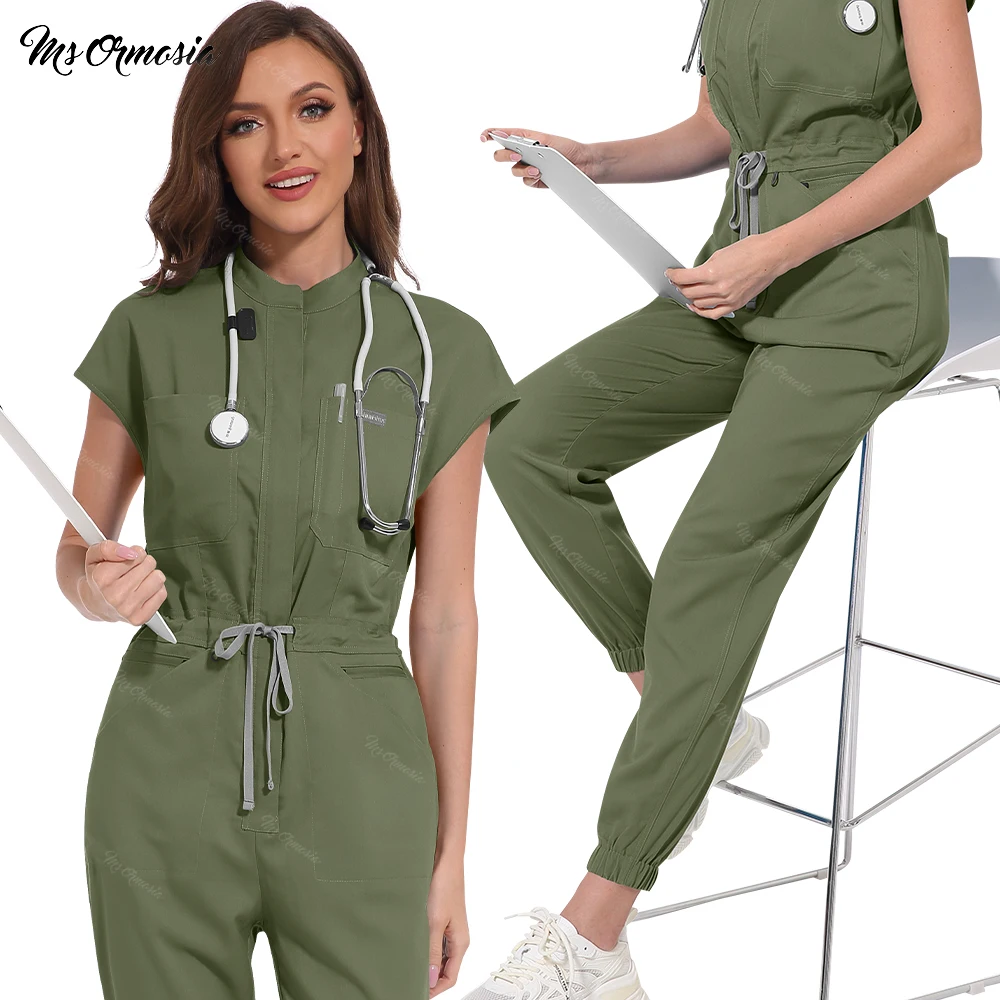 New Stylish Hospital Doctor Nurse Uniforms Medical Jumpsuit Women Medical Scrubs Clothes Pet Grooming Vet Work Clothes Wholesale