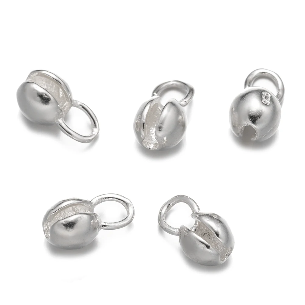5Pcs 925 Sterling Silver Crimp Clasps Wrapped Cord Buckle Connectors For DIY Bracelet Necklace Jewelry Making Findings Accessory