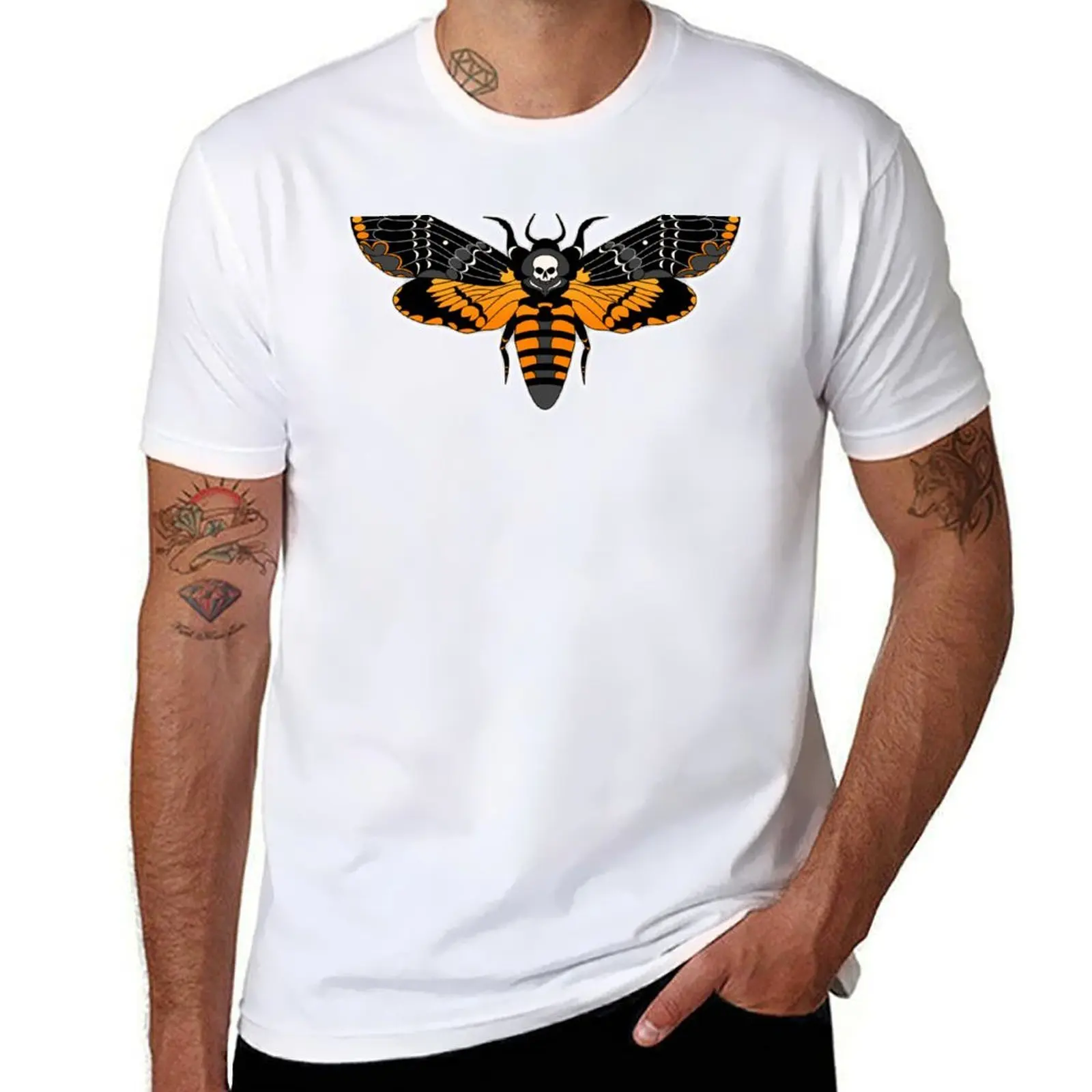 

Deaths Head Moth T-Shirt man t shirts for men casual cotton tshirt 100% T-Shirt