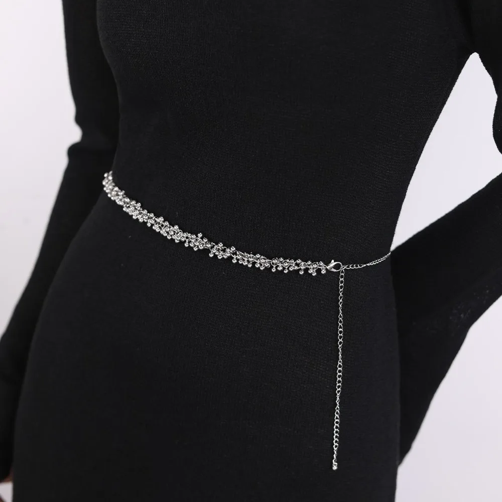 عادية خمر المرأة الخصر سلسلة الفضة قابل للتعديل شرابة الخصر سلسلة تنوعا تنورة حزام المرأة مجوهرات للجسم الزخرفية #4