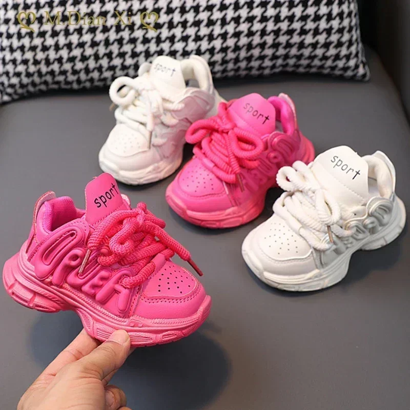 2023 Baby Chunky Shoes Girl Sports Shoes Toddler Boy Fashion Solid Color Sneakers 1-6 Years Kids Casual Breathable Running Shoes