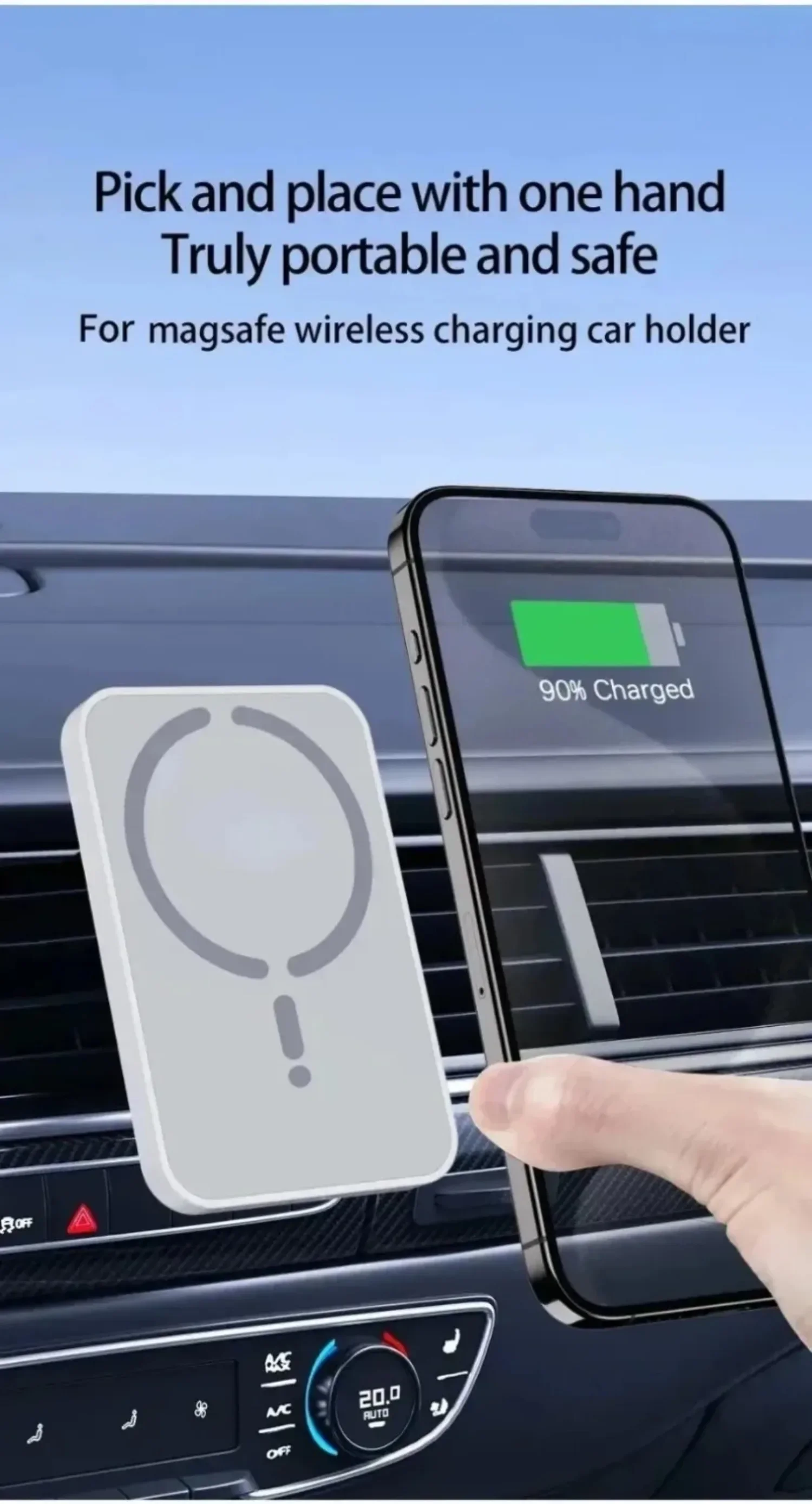 Magnetische Auto-Wireless-Ladegerät-Halterung 15W Schnellladung für iPhone 12 13 14 15 16 Samsung Qi-Telefon 360° Drehung Lüftungsclip Ohne Kabel – Detail 2