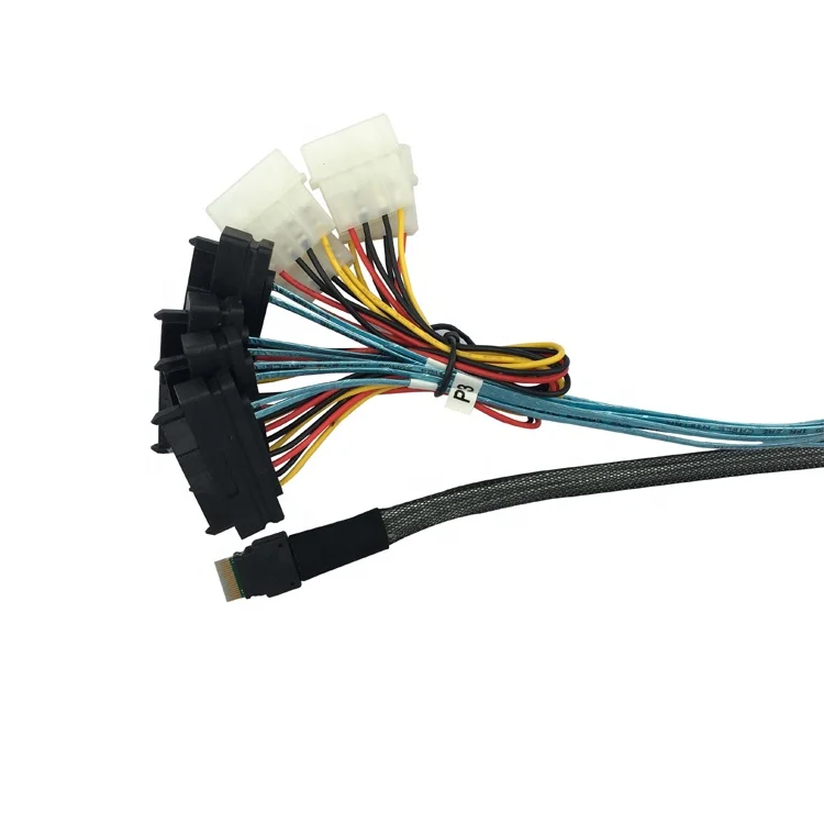 Linha magro sas 4.0 SFF-8654 4i 38 pinos host para 4 SFF-8482 sas 29pin alvo disco rígido fanout raid cabo