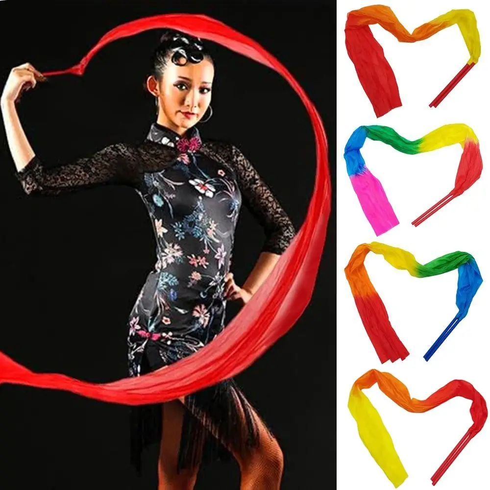 Beautiful Colorful Dancing Ribbons With Rod Silk Dance Ribbon Sports Props