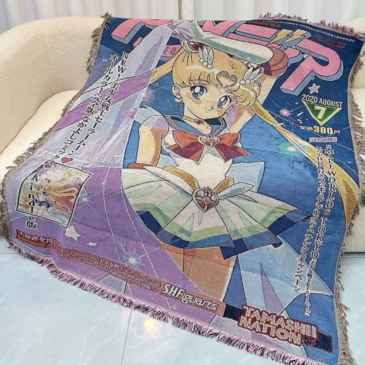 

Sailor Moon Luna Anime Throw Towel Blanket Tapestry Bedspread Outdoor Camp Beach Towel Sofa Chair Cover Mat Rug Tassel