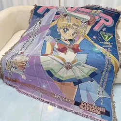 Sailor Crystal Luna Anime Throw Towel Blanket Tapestry Bedspread Outdoor Camp Beach Towel Sofa Chair Cover Mat Rug Tassel