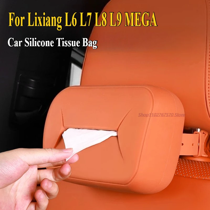 For Ideal Lixiang L6 L7 L8 L9 MEGA Car Tissue Bag Case Silicone Headrest Ornament Interior Modification Accessories