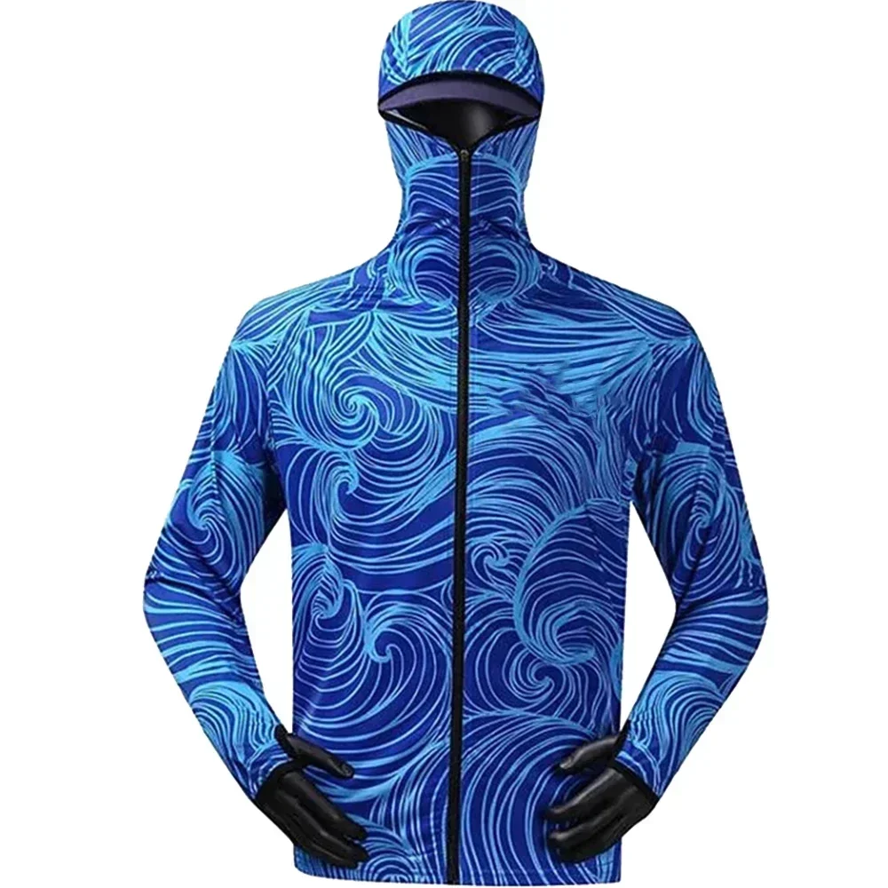 

Sun Protection Long Sleeve Fishing Jerseys comfort Fishing Shirt Summer Men Hooded Anti-UV Fishing Men Hiking Camping