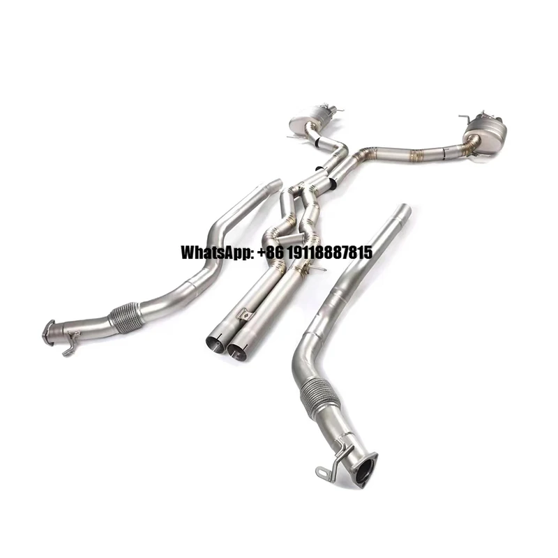 Titanium Alloy Mid-tail Section Stainless Steel Front Section Escape Black Tips for Audi C8 4.0T 2019-2024 Exhaust Pipe