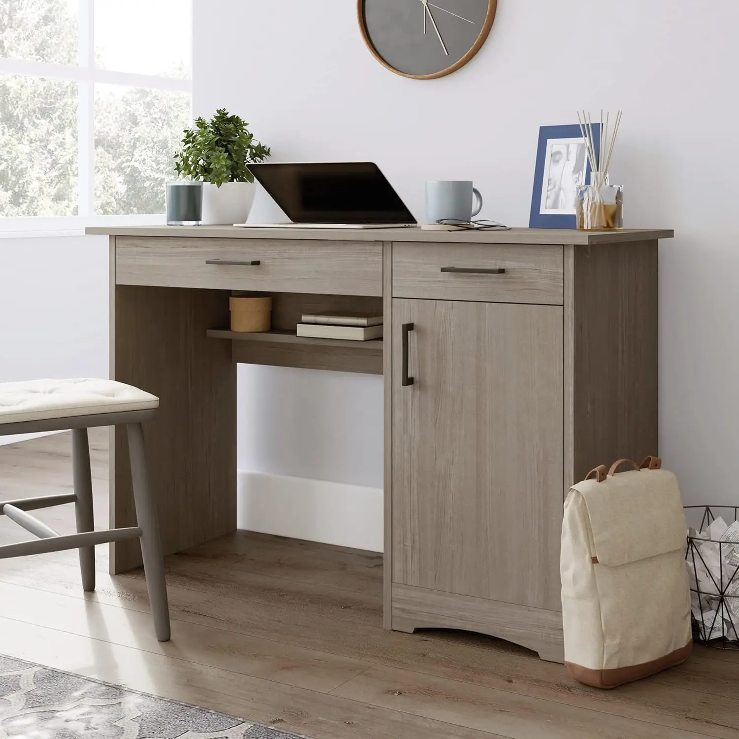 

Beginnings Desk, L: 46.81" x W: 18.50" x H: 29.96", Silver Sycamore finish