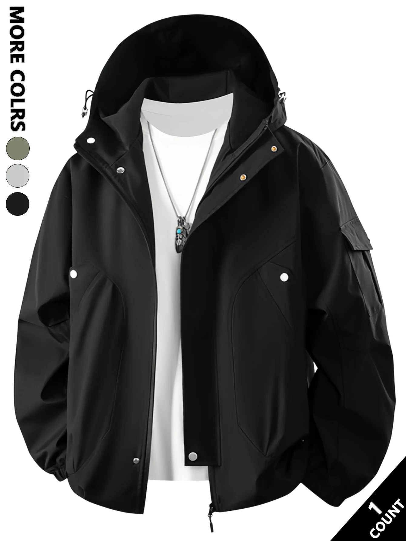 

Men's Sports Style Hooded Jacket, Elastic Cuffs, Windproof and Warm, Lightweight and Easy to Store, Essential for Spring & Fall for Morning Running/Shopping/Business Trips