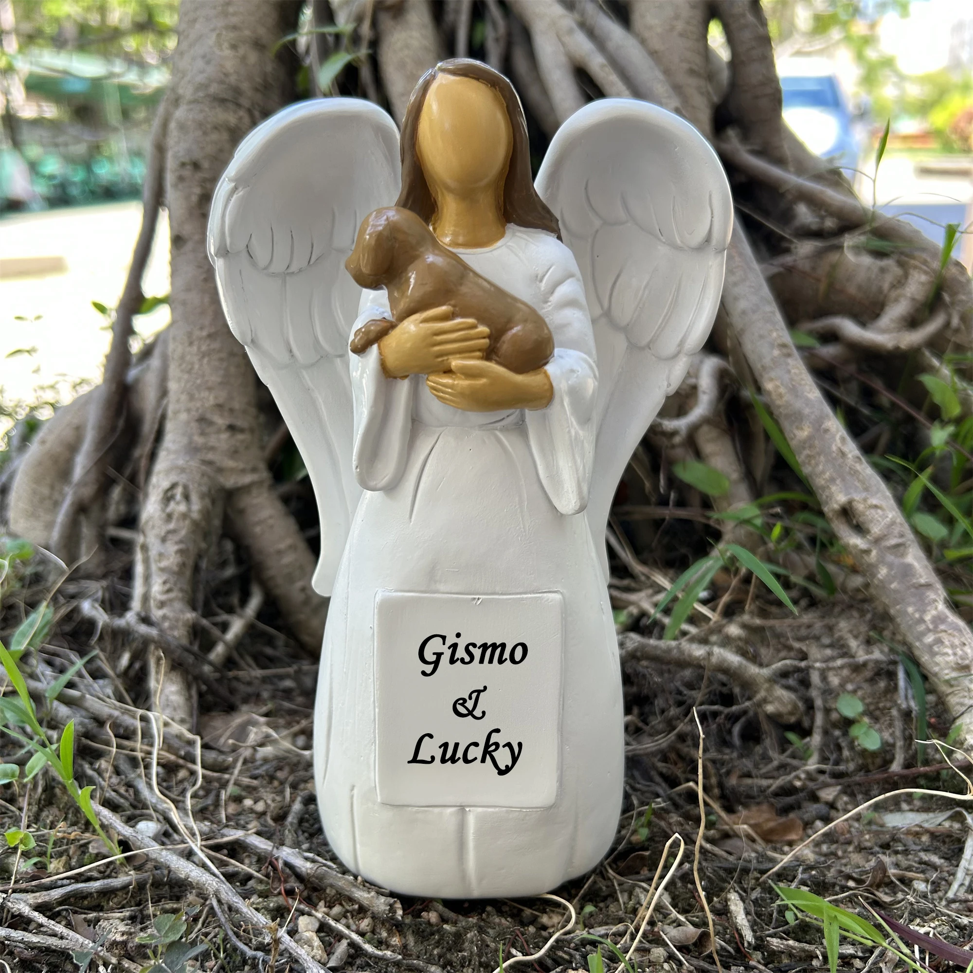 Personalized Dog Memorial Figurines, Angel of Friendship Dog Memorials Statue, 7.2 Inches Sculpted Hand-Painted Sympathy for Dog