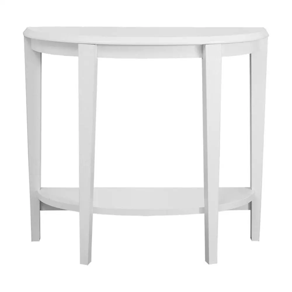 Half Moon White Accent Table Entryway Sofa Narrow Console Storage Indoor Wood Shelf Furniture