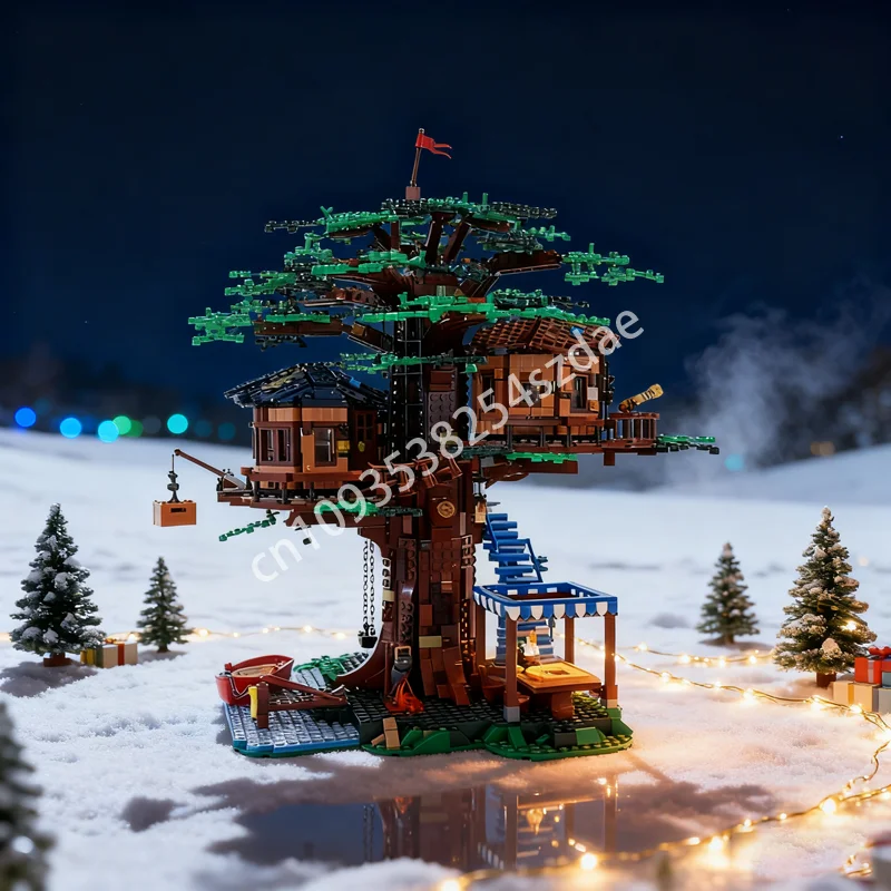 3188pcs MOC Lakeside Casa sull'albero Idee e blocchi di costruzione di modelli Costruzione Regali di Natale fai da te Idea giocattolo creativo Compleanno per bambini