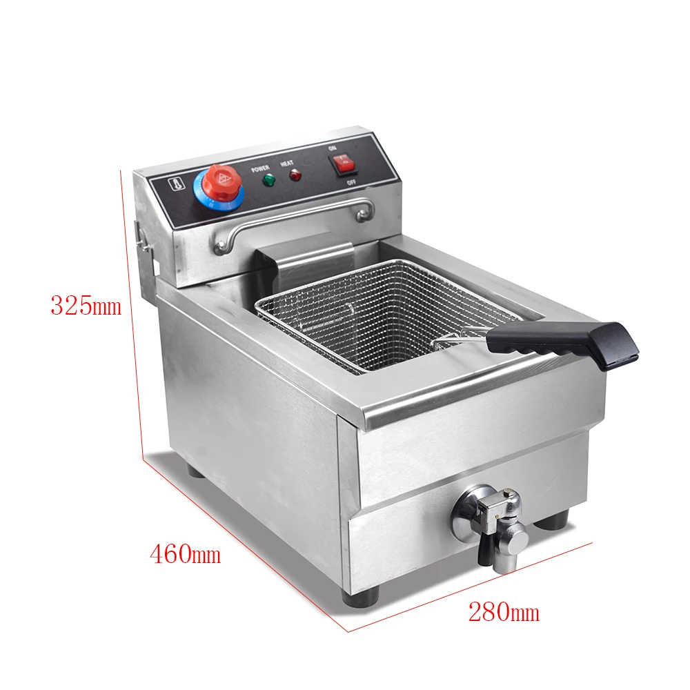 Deep Fat Fryer Electric Deep Fryer Oil Capacity Rectangle Stainless Steel 3500W 12L Sliver PTFE Electric Heating Tube