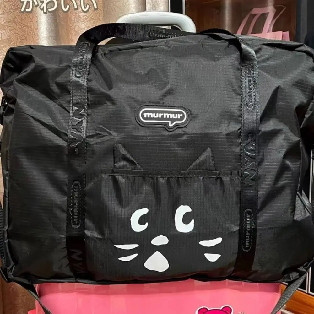 Bolsa de ombro dos desenhos animados gato saco de pano de náilon separação seca molhada saco de bagagem de viagem de náilon crossbody portátil viagem mochila de viagem