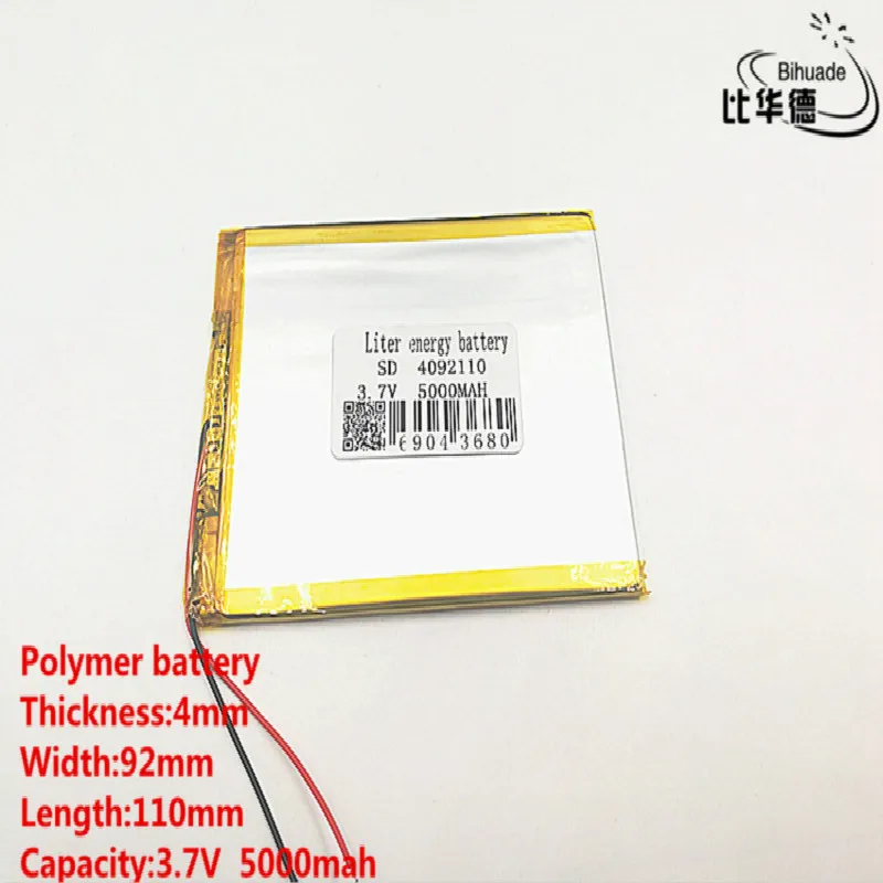 

10pcs/lot 3.7V,5000mAH 4092110 (polymer lithium ion battery) Li-ion battery for tablet pc 7 inch 8 inch 9inch tablet PC MID