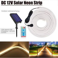 Solar Powered Waterproof Neon Strip DC 12V SMD 2835 120Leds/M Home Garden Decor Dimmerable Flexible Ribbon Rope LED Light