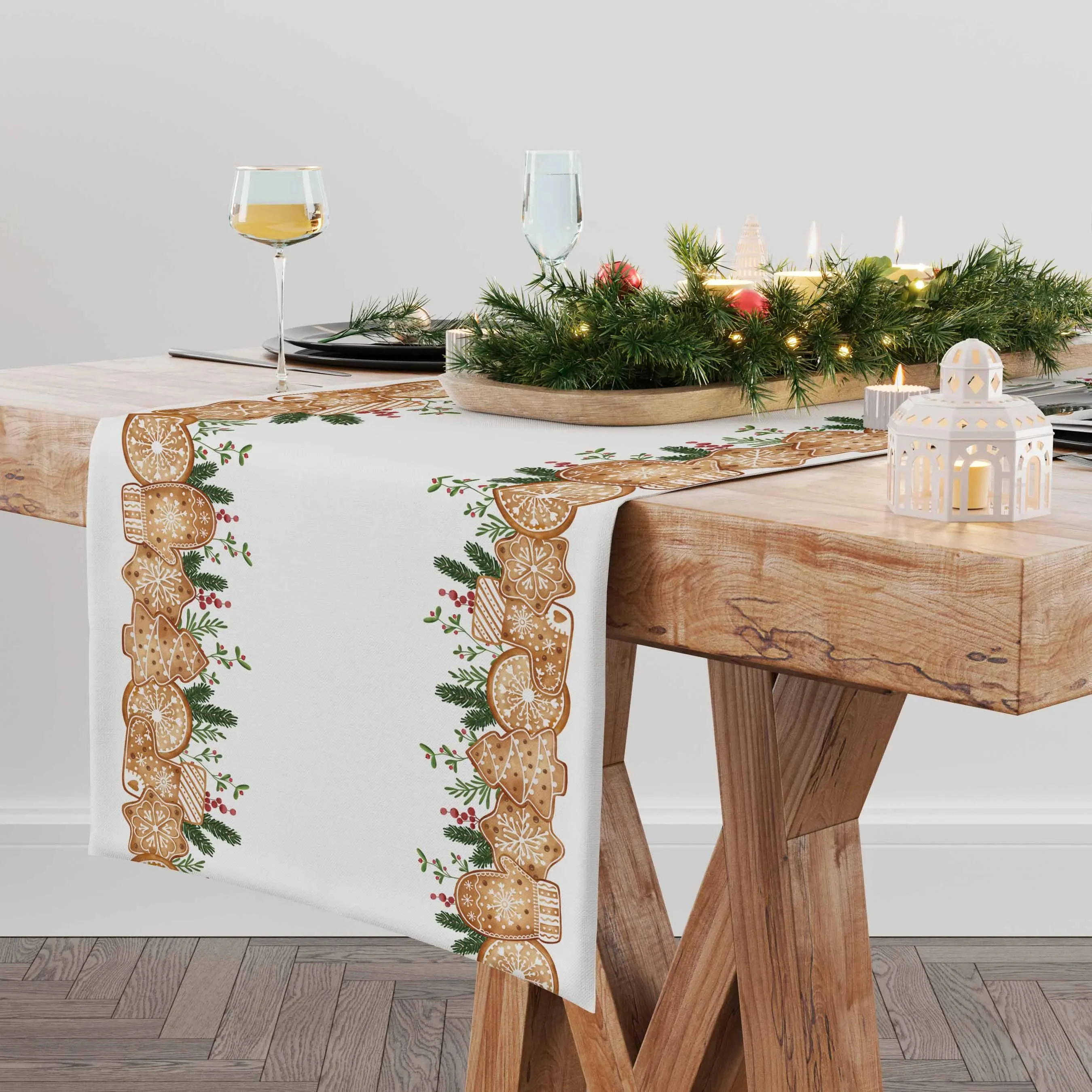 Christmas Cookies Themed Table Runner -Holiday Decor & Christmas Table Topper, Ideal Christmas Gift for Festive Home Decorations