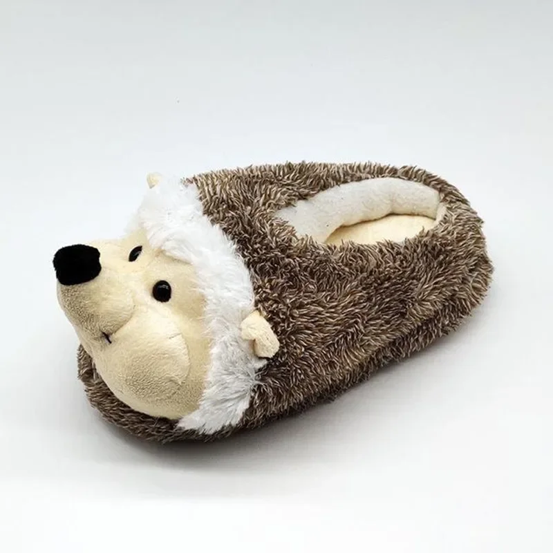 Winter Warm Hedgehog Cozy Slippers Unisex Couples Round toe Flock Cute Big size 35-43 Brown Indoor Home Pantoufle Shoes