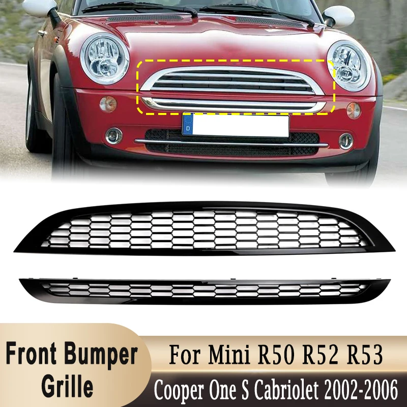Honeycomb Mesh Front Bumper Grille Spliter Radiator Grille For MIINI Cooper One S Cabriolet Convertible R50 R52 R53 2002-2006