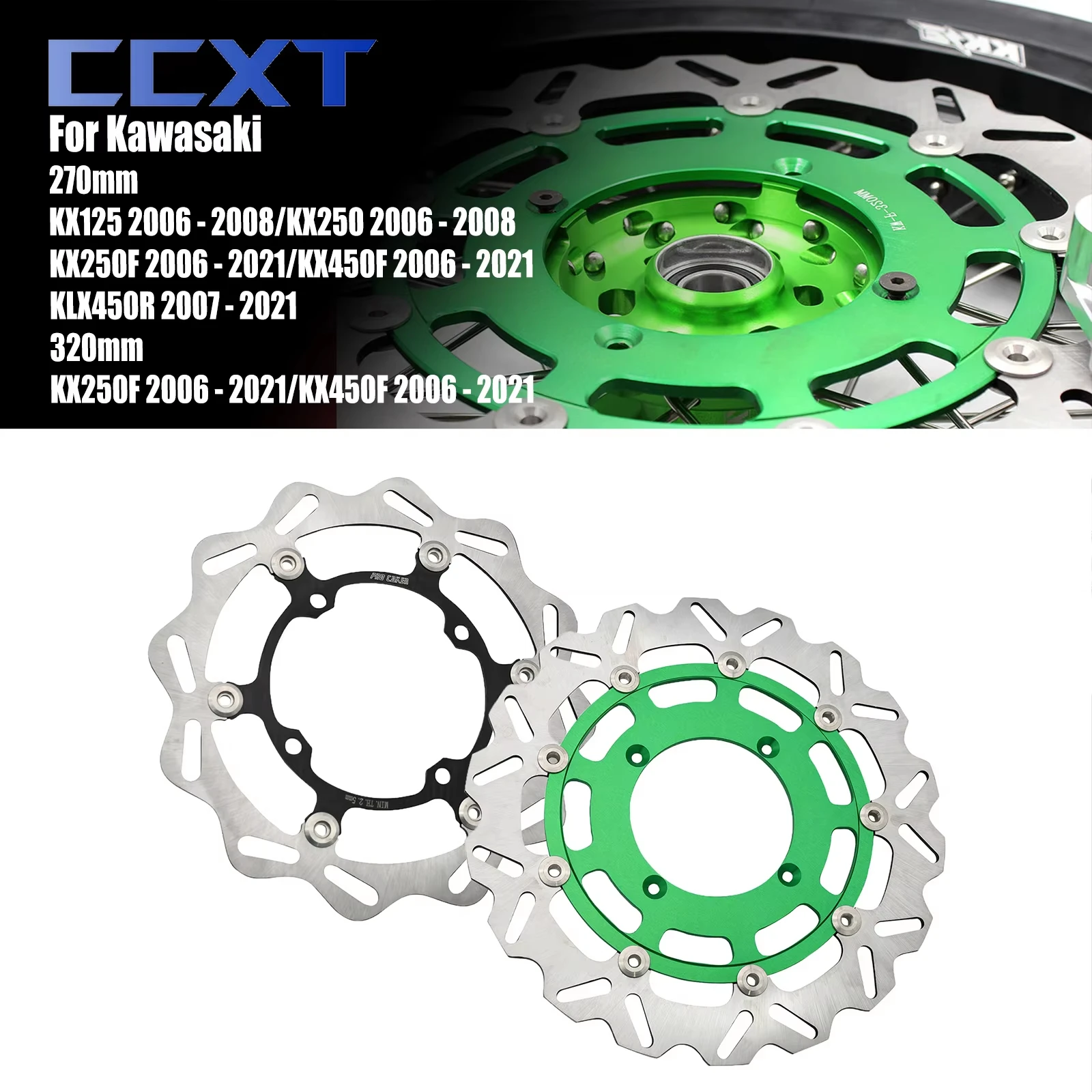 

270mm 320mm Front Rear Brake Disc Floating Rotor For Kawasaki KX250F KX450F KX125 KX250 KLX450R KX 125 250 250F 450F 2006-2021