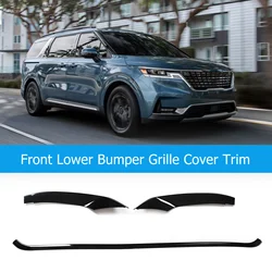 Gloss Black Front Lower Bumper Grille Cover Trim Grill Frame Strip Replacement For Kia Carnival KA4 2021