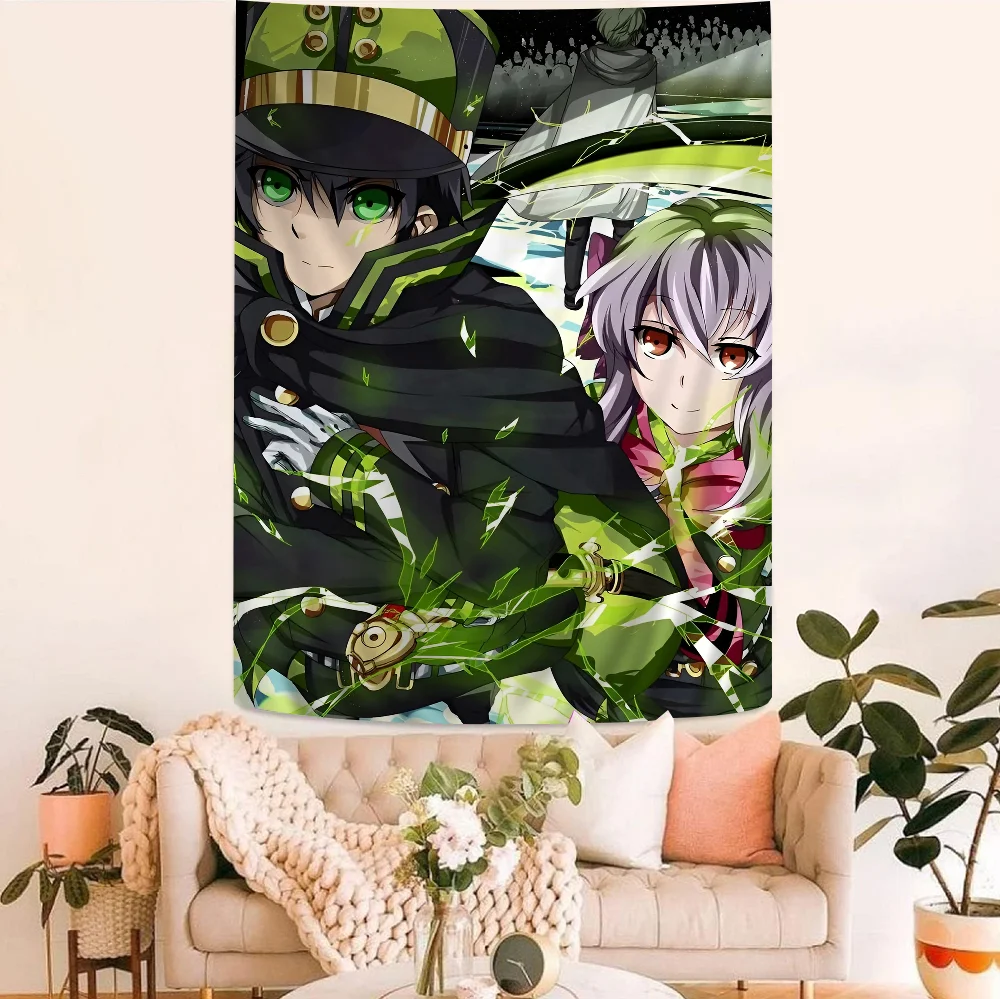 S-Seraph Of The End Anime Tapestry Indian Buddha Wall Decoration Witchcraft Bohemian Hippie Wall Hanging Sheets