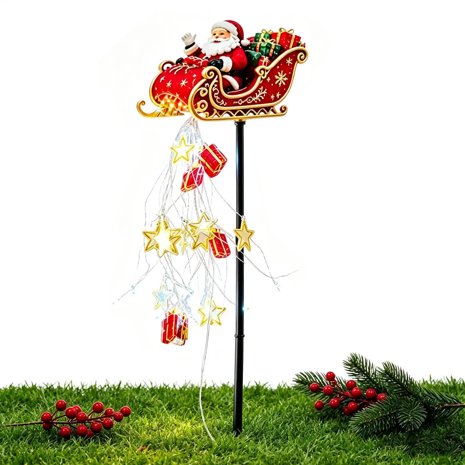 Christmas Snowman MagicFountain Garden Light, Snowman Starlight Cascade, Christmas Snowman-Shaped Hanging Lamp Perfect