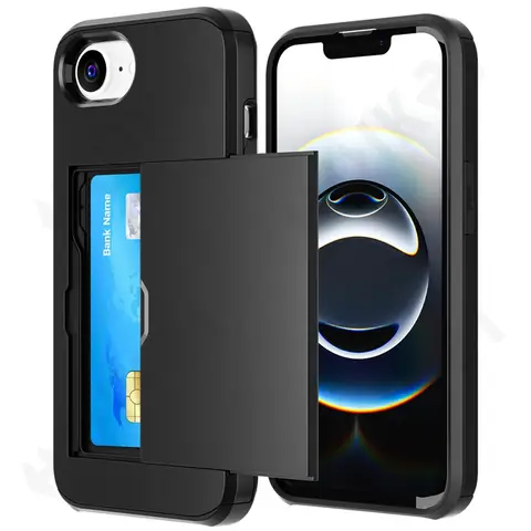 IPhone 16e 용 Spigen 케이스 Apple 케이스 Orginal Slim Dual Laye 헤비 듀티 충격 방지 보호 숨겨진 카드 슬롯 지갑 커버