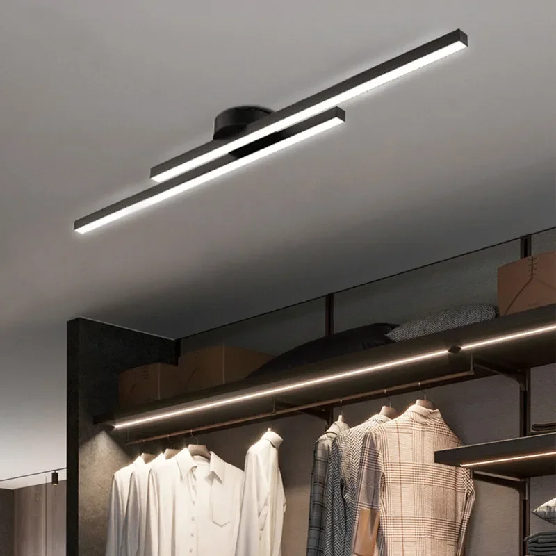 Nordic Minimalist Strip Led Ceiling Lamp for Living Loft Room Balcony Corridor Light Black Home Decor Lusters Design Luminaires