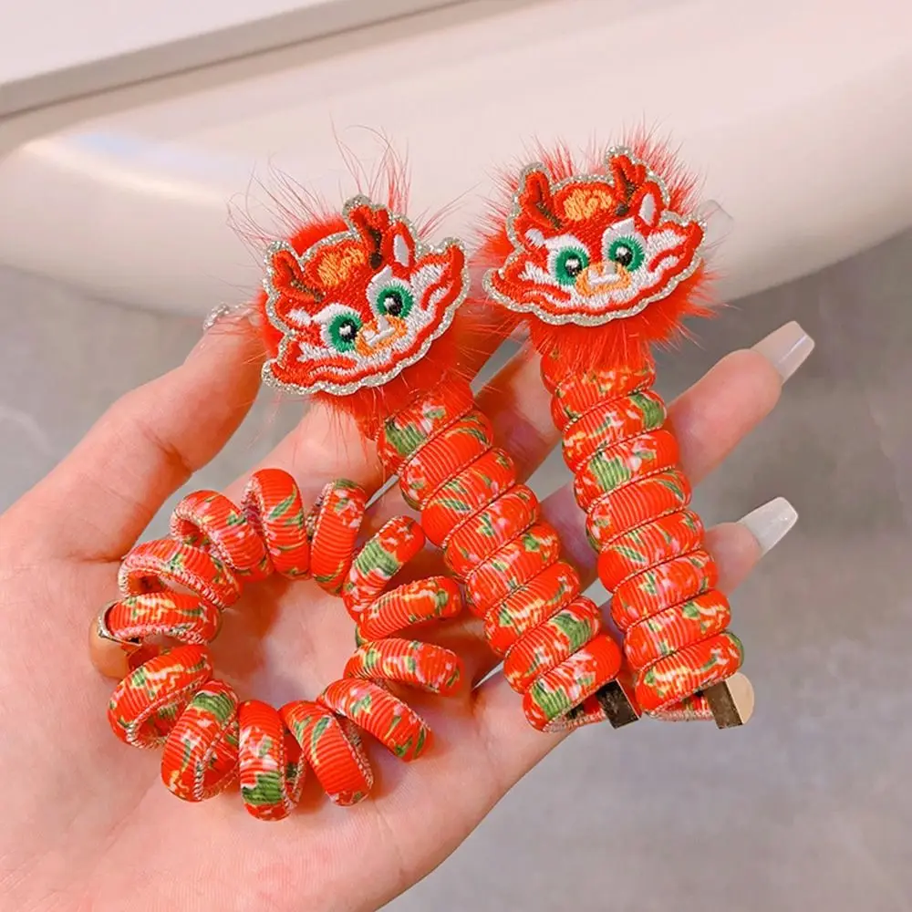 

Lion Telephone Line Hair Rope Cute Plush Flower Dongbei Flower Hair Ring Embroidery Plastic New Year Scrunchies Female/Children