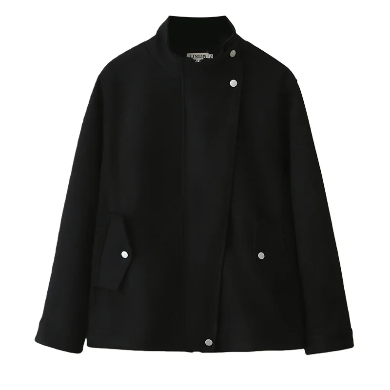 

Модная женская одежда больших размеров XXXXL: Замшевая куртка с асимметричной планкой, длинными рукавами, воротником-стойкой и молнией, весна 2026, модель 119