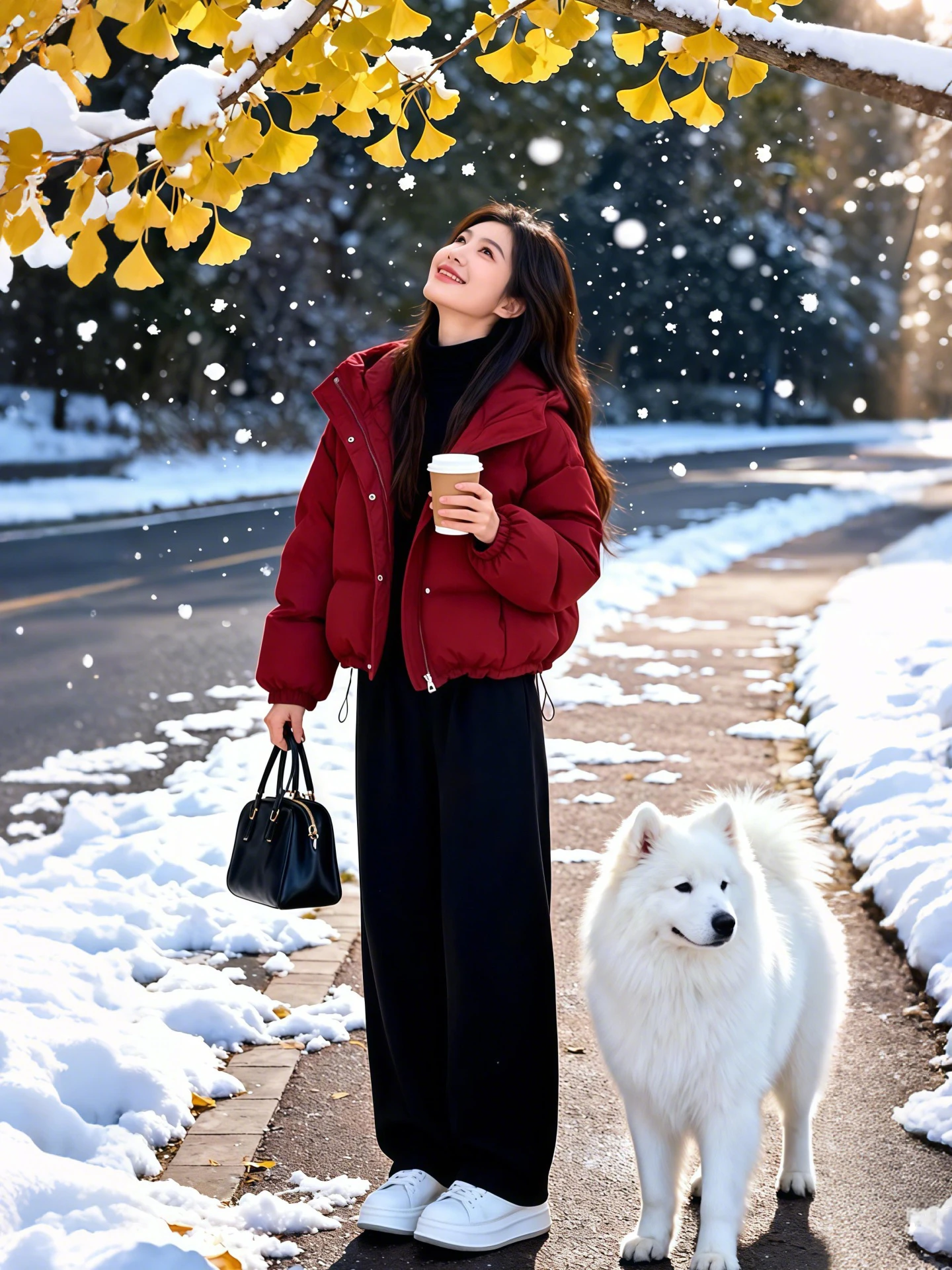 

Женский зимний утепленный повседневный комплект с худи в корейском стиле, маленький размер, модный ансамбль 2026 года, длинные брюки на молнии, для повседневной носки