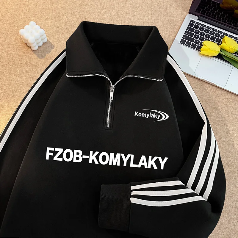 

Мужская толстовка на молнии с американским ретро-принтом и надписями, большие размеры, осенне-зимняя, для пар, верхняя одежда