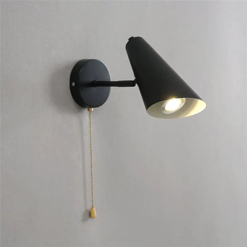 Modern Adjustable Swing Wall Lamps Nordic Bedroom Read Folding Wall Lamp Household Bedside Pull Chain Switch Home Decor Lighting