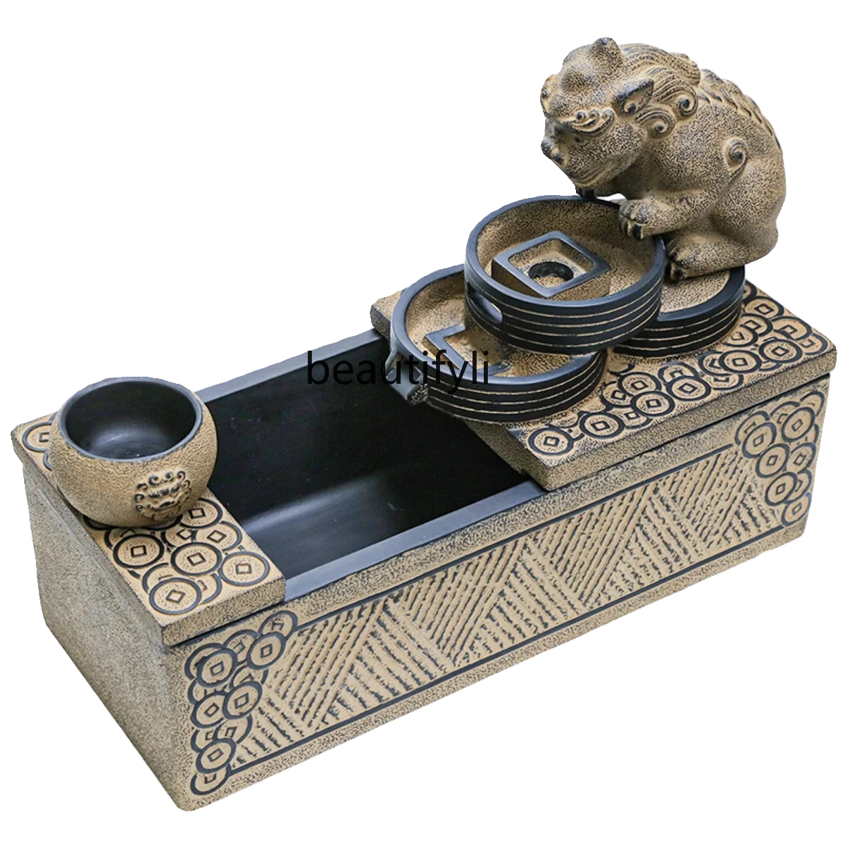 

New Chinese-style flowing water fish tank ornament office living room, lucky water feature humidification, desktop decoration R