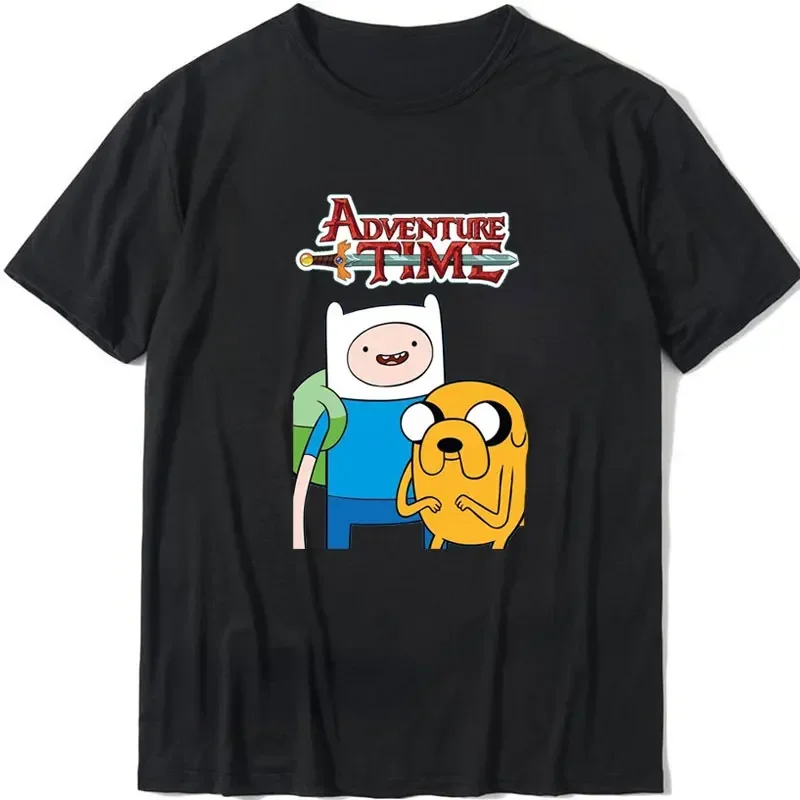 Funny Men and Women Print Finn and Jake Adventure Time Cartoon T-shirt O-Neck Short Sleeves Summer Casual T-shirt Gift Tshirt