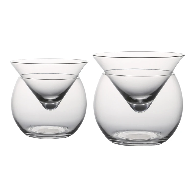 YYSD Cocktail Bar Cups Saloon Bartender Double Deck Wine Glass Set Martini Cups Wedding Glass Champagne Cups Ice Cream Cups