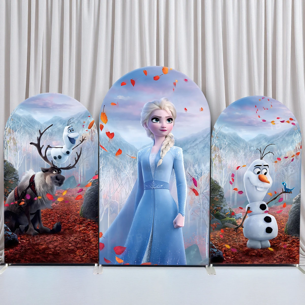 

TB Disney Frozen Princess Elsa Ach Backdrop Cover for Girls Party Decor Baby Shower Photograph Background Wall Elastic Fabric