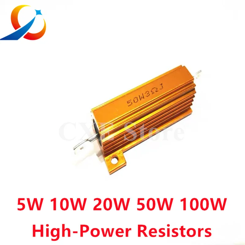 High Power Resistors RX24-5W/10W /20W/50W/100W/200W/300W/500W 0.1R/1R/3R/5R/10R/100R/1K/2K/10K Heat Dissipation Resisto NEW