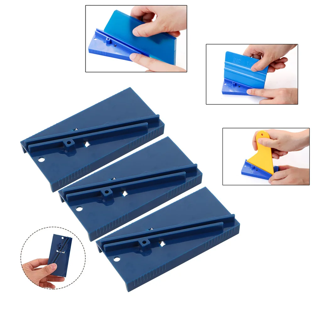Car Wrap Plastic Squeegee Trimmer Window Tinting Tool Skiving Edge Sharpener Hard Card Plastic Scraper Sharpening Tool 1-3pcs
