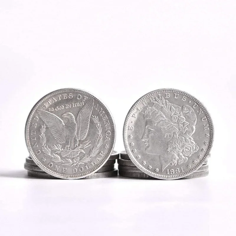 5pcs Steel Morgan Dollar (3.8cm dia) Magic Tricks Magician Props Accessorie Used Appearing/Disappearing Coin Magie Illusions