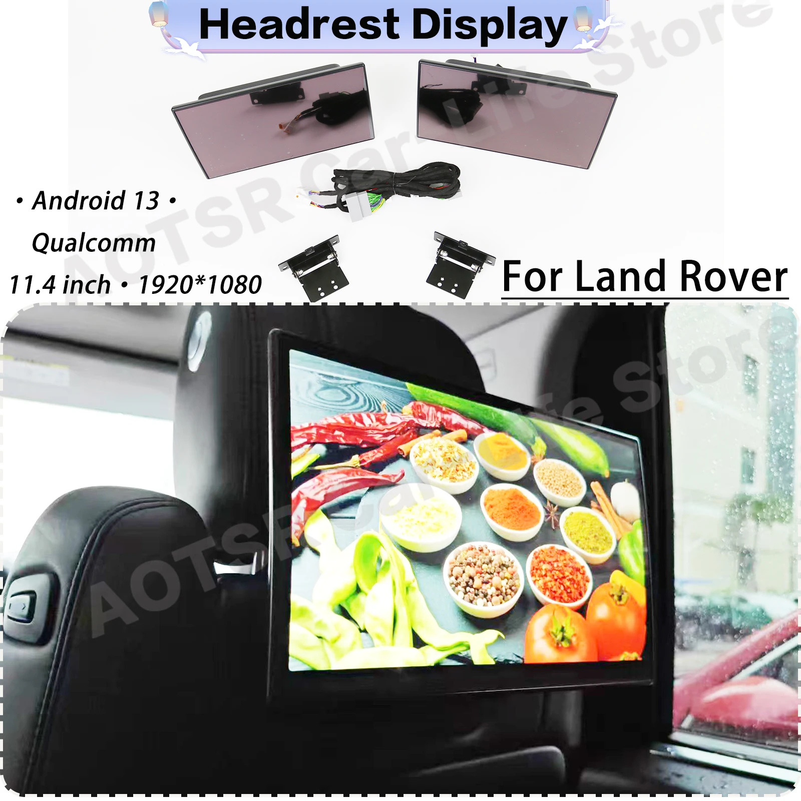 

Headrest display Monitor Android 13 FOR Land RoveHDMI Car TV Player 11.4 inch Touch Screen BT USB Video HD 1080P Mirror link