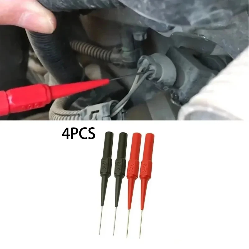 

4Pcs Diagnostic Tools Multimeter Test Lead Extention Back Piercing Needle Tip Probes Autotools Automotive Kit Machine 0.7MM