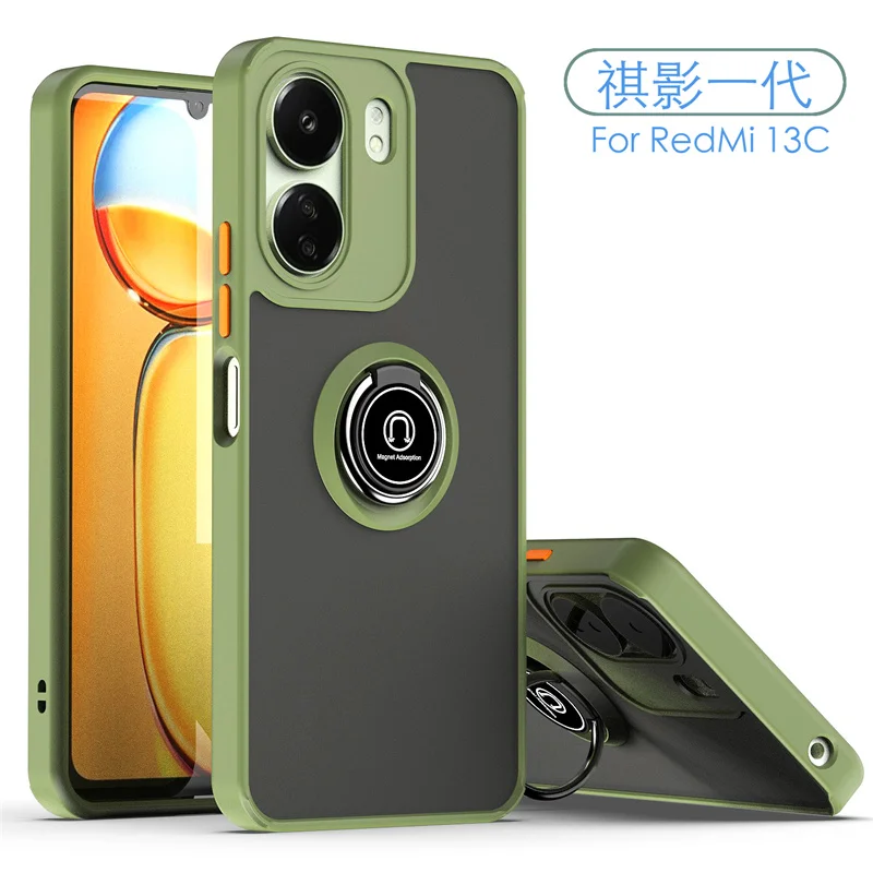 Armor Shockproof Magnetic Ring Stand Holder Case For Xiaomi Redmi 13 Redmy 13C Redmi13 Redmi13C 4G Matte Back Cover image 3